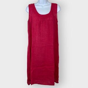 Flax Womens All Linen Tank Dress | S | Dark Pink | Beachy Summer Resortwear
